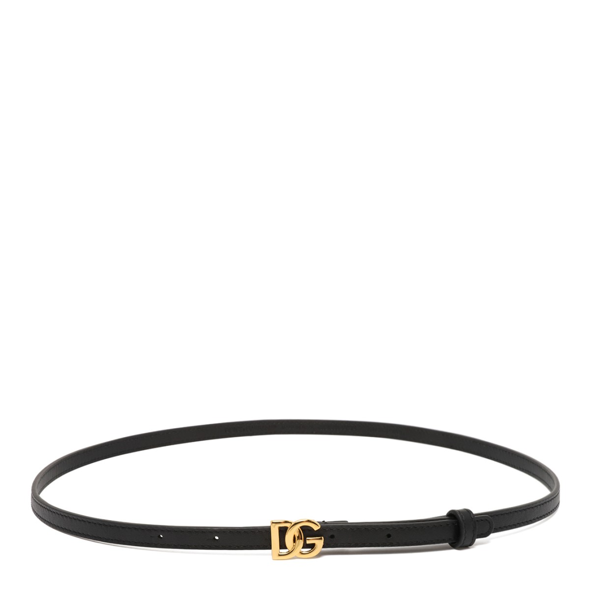 Dolce & Gabbana Black Leather DG Logo Belt.