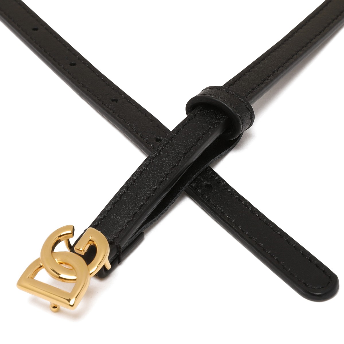 Dolce & Gabbana Black Leather DG Logo Belt.