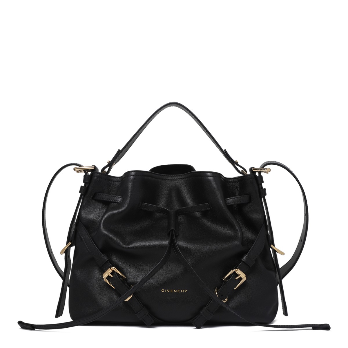 Givenchy Black Voyou Leather Bucket Bag.