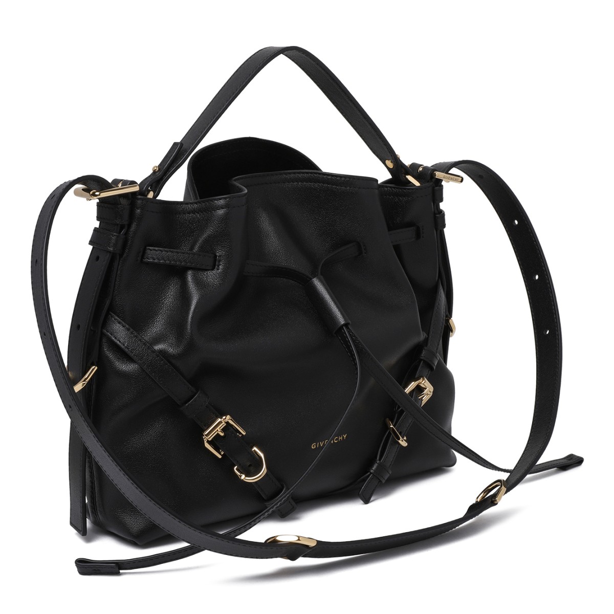 Givenchy Black Voyou Leather Bucket Bag.