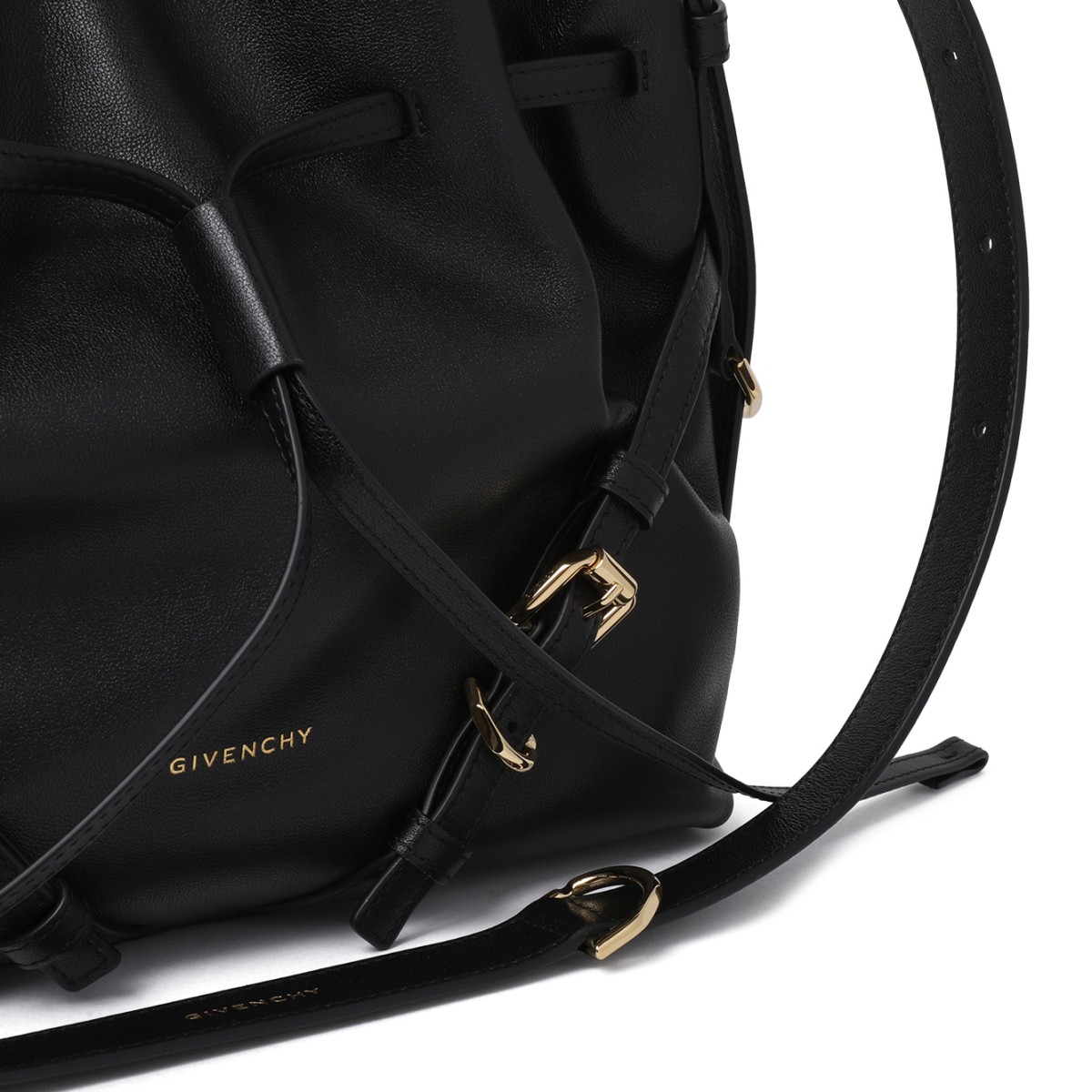 Givenchy Black Voyou Leather Bucket Bag.