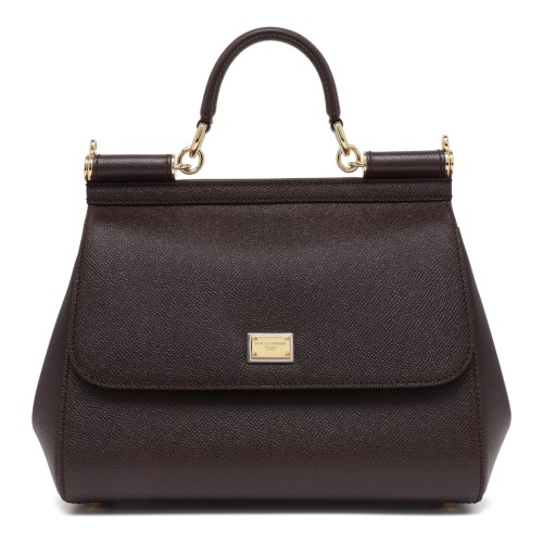 Dolce & Gabbana Dark Brown Sicily Medium Leather Handbag.