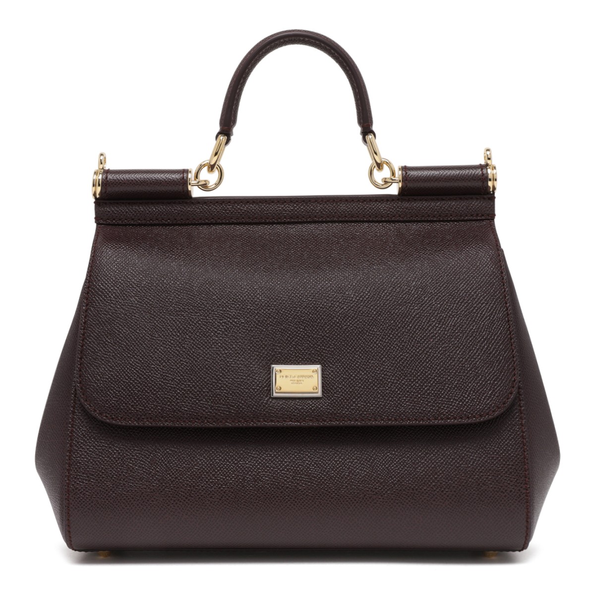 Dolce & Gabbana Dark Brown Sicily Medium Leather Handbag.