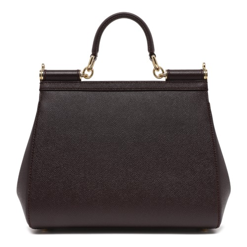 Dolce & Gabbana Dark Brown Sicily Medium Leather Handbag. 2