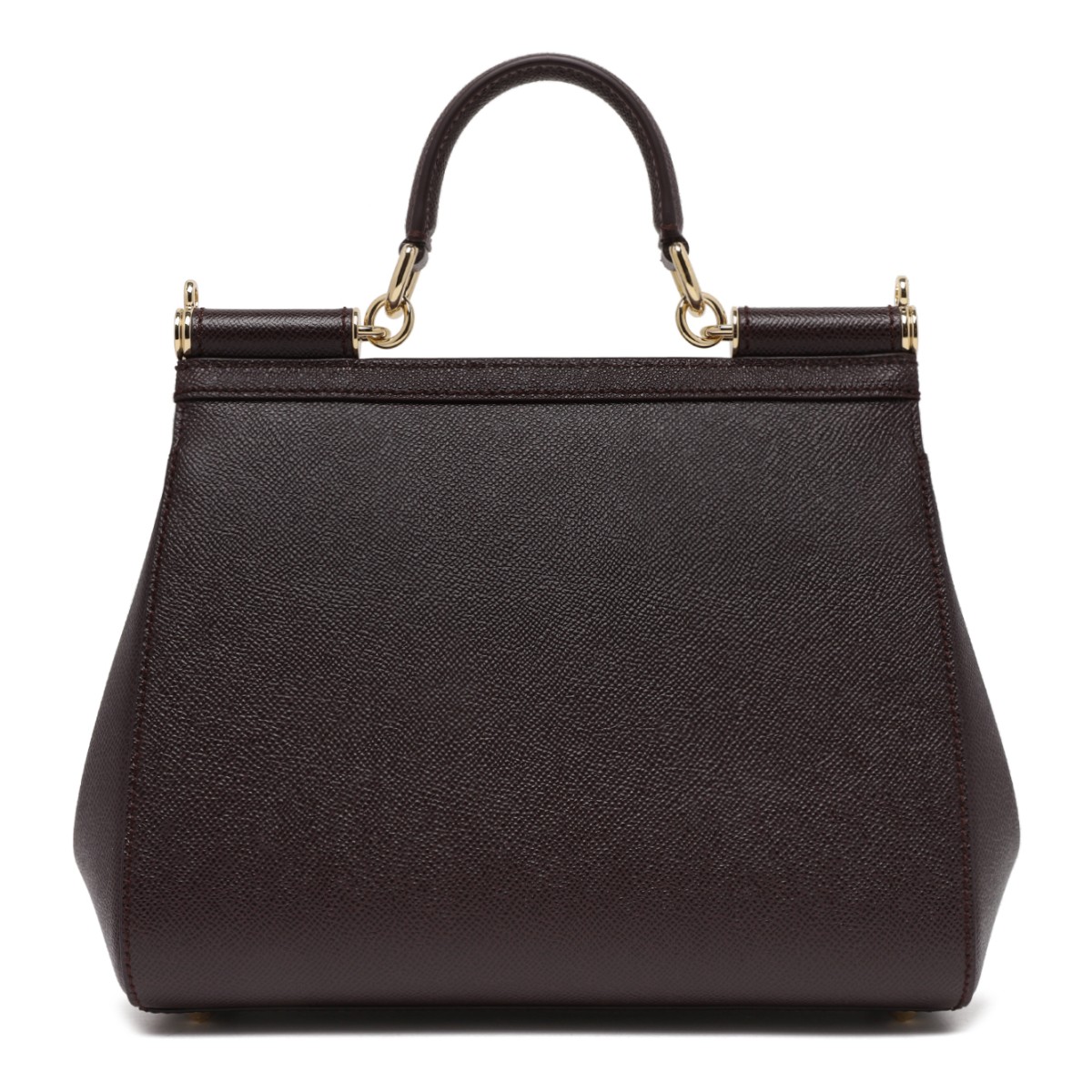 Dolce & Gabbana Dark Brown Sicily Medium Leather Handbag.