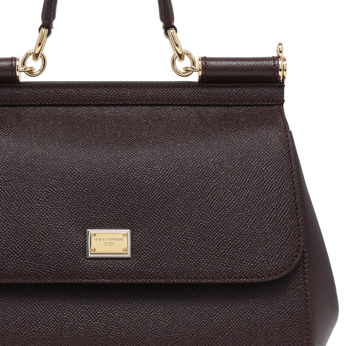Dolce & Gabbana Dark Brown Sicily Medium Leather Handbag.