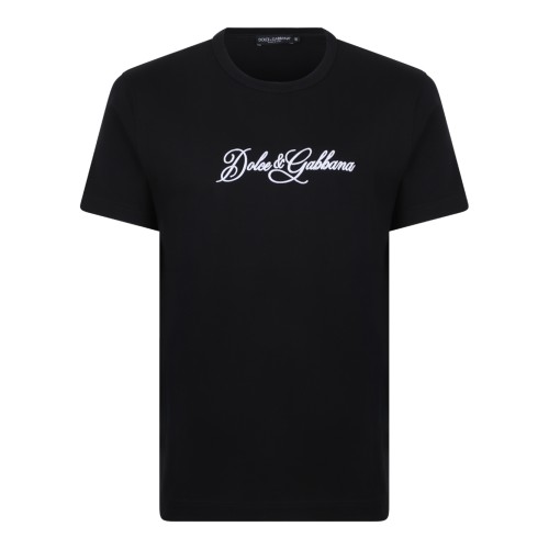 Dolce & Gabbana Black Cotton Logo T-Shirt.