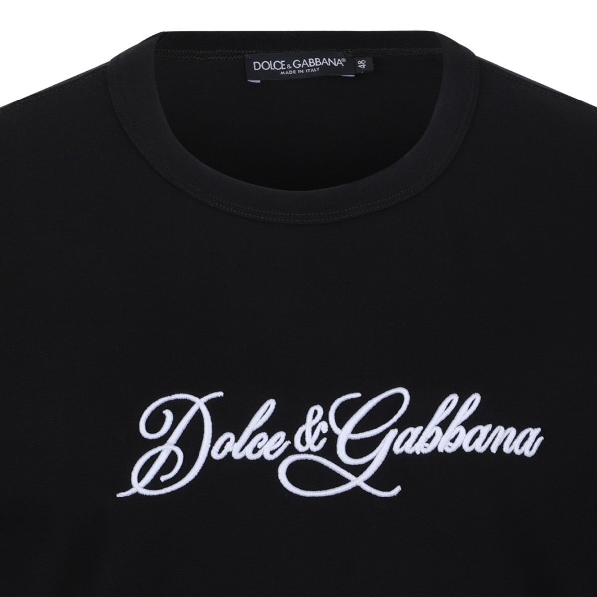 Dolce & Gabbana Black Cotton Logo T-Shirt.