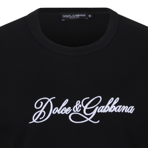 Dolce & Gabbana Black Cotton Logo T-Shirt.