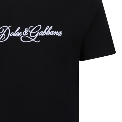 Dolce & Gabbana Black Cotton Logo T-Shirt.