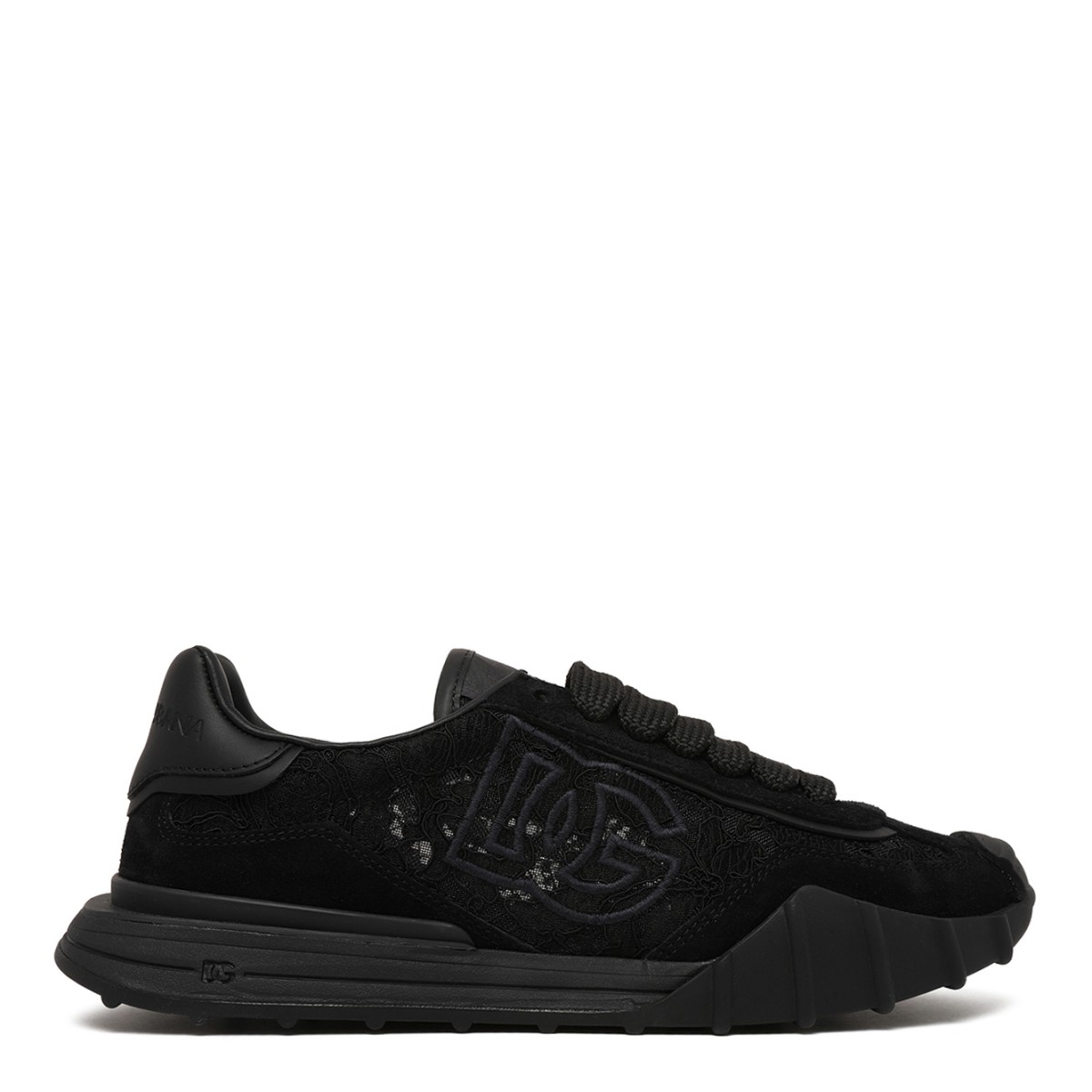 Dolce & Gabbana Black DG Logo Leather Sneakers.