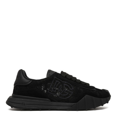 Dolce & Gabbana Black DG Logo Leather Sneakers.