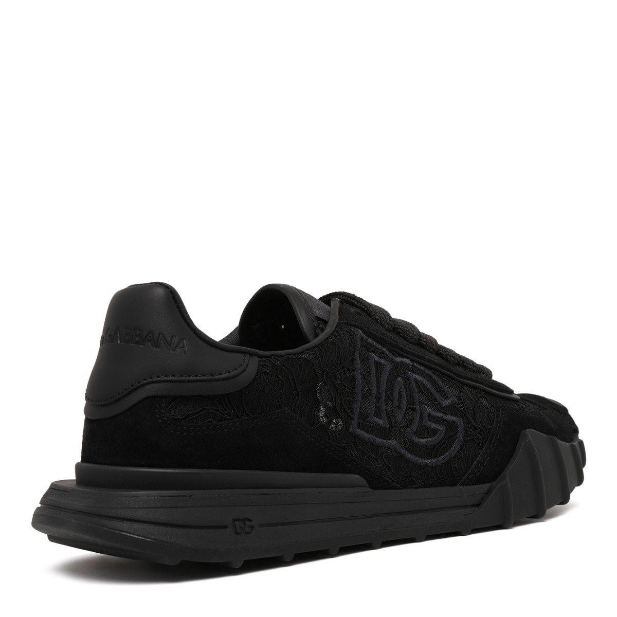 Dolce & Gabbana Black DG Logo Leather Sneakers.