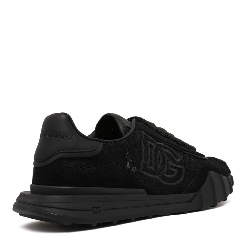 Dolce & Gabbana Black DG Logo Leather Sneakers.