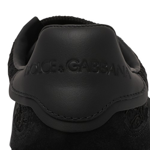 Dolce & Gabbana Black DG Logo Leather Sneakers.