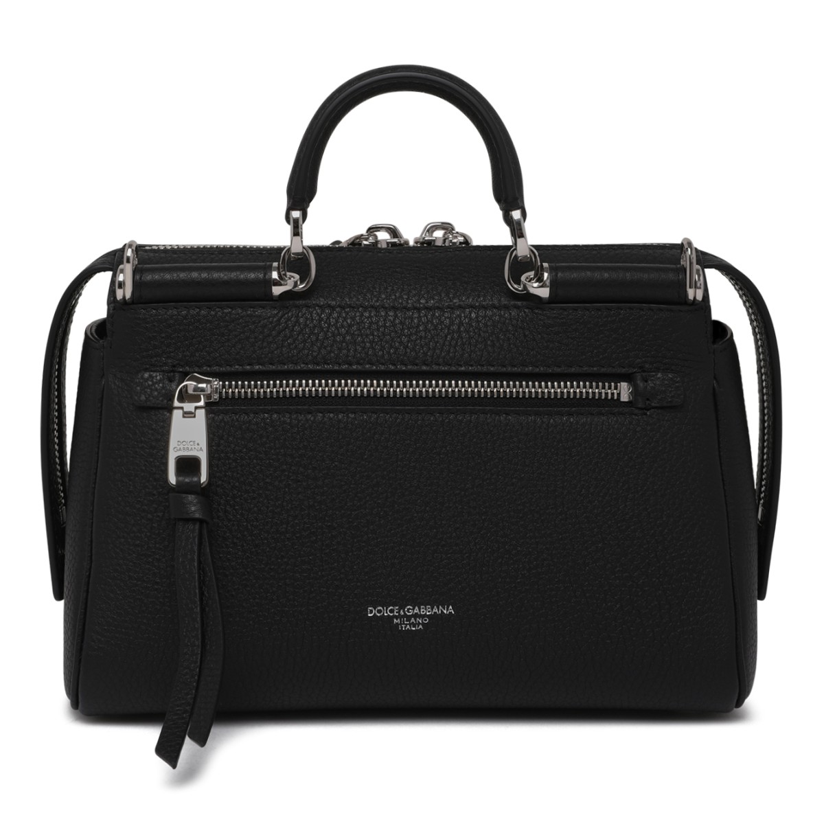 Dolce & Gabbana Black Leather Top Handle Bag.