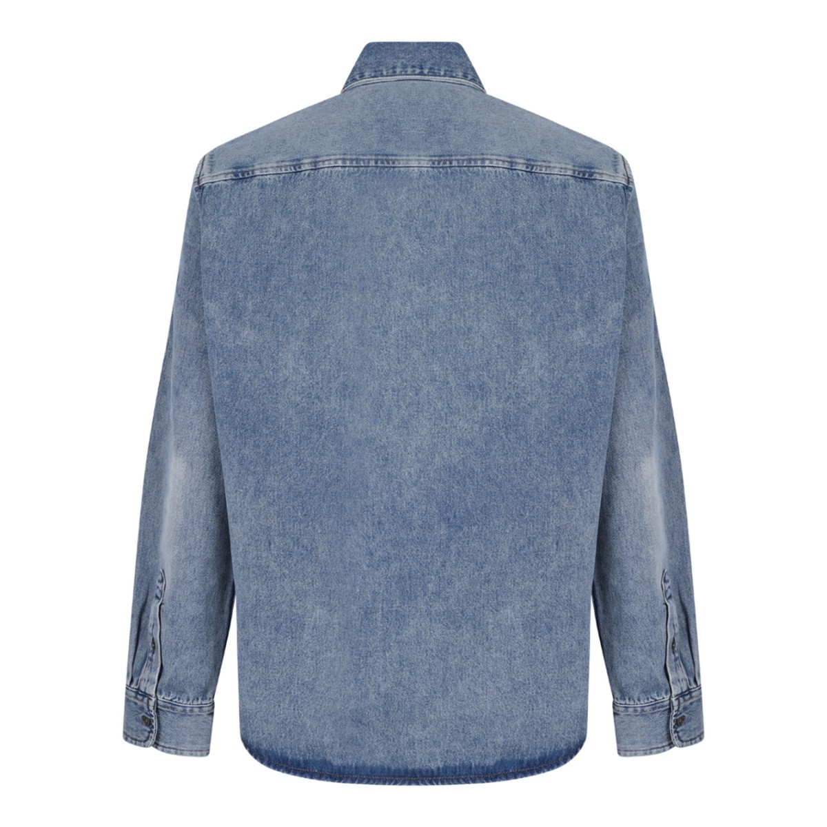 AMI Paris Blue Denim Button-Down Shirt.