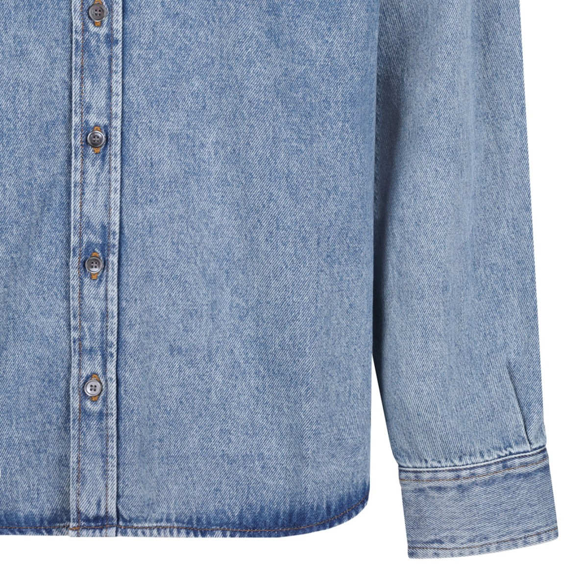 AMI Paris Blue Denim Button-Down Shirt.