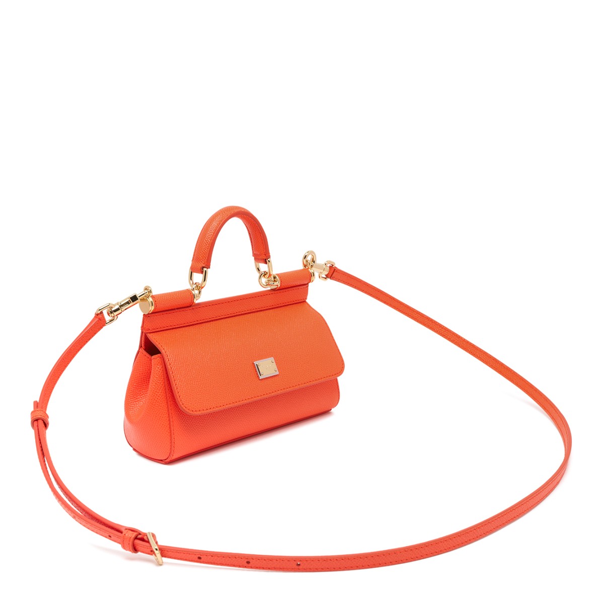 Dolce&Gabbana Orange Sicily Leather Top-Handle Bag.