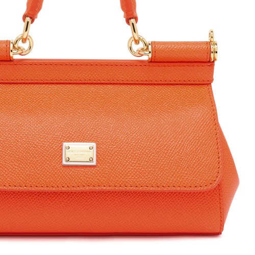 Dolce&Gabbana Orange Sicily Leather Top-Handle Bag.