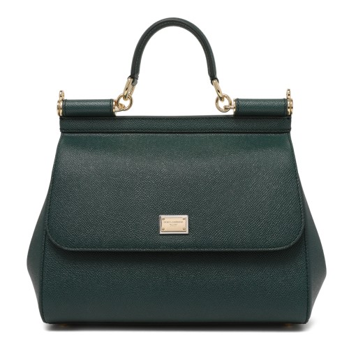 Dolce & Gabbana Dark Green Sicily Medium Leather Handbag.