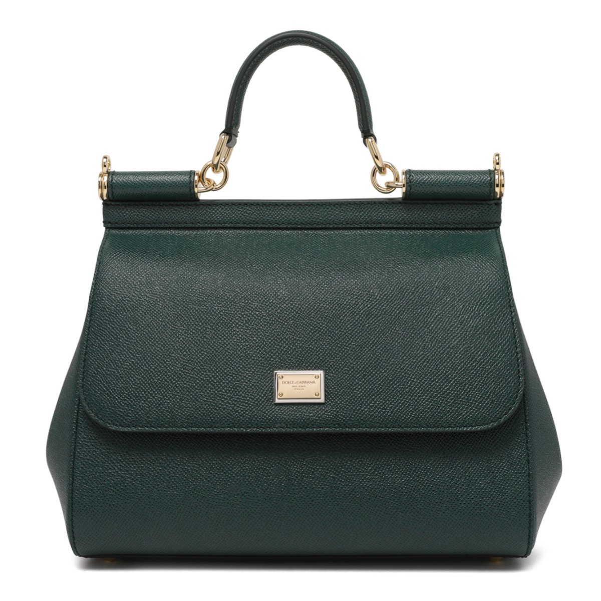 Dolce & Gabbana Dark Green Sicily Medium Leather Handbag.