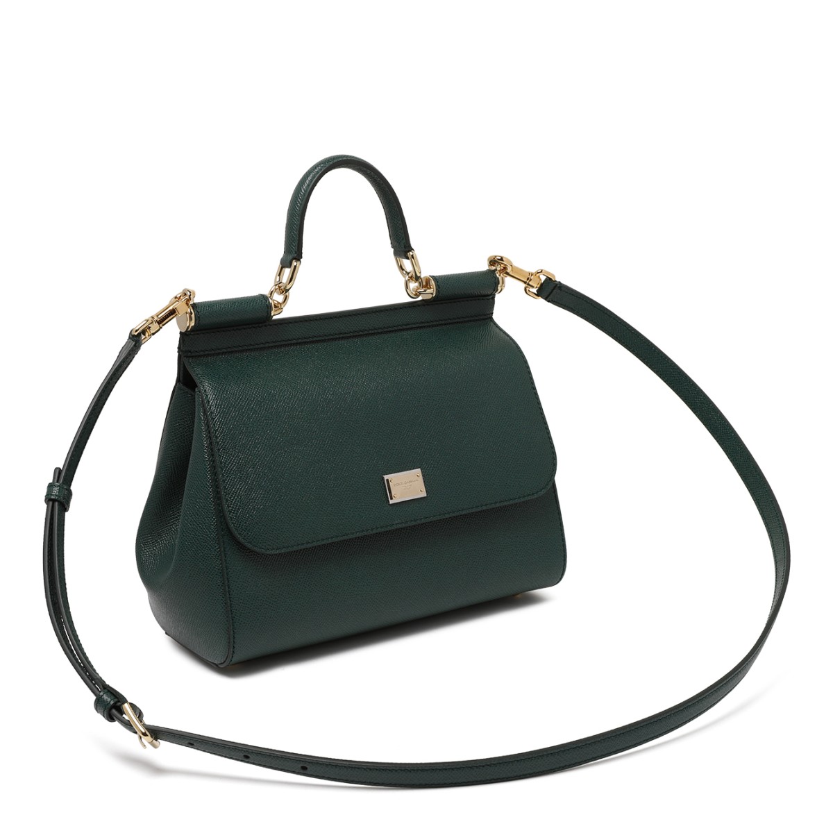 Dolce & Gabbana Dark Green Sicily Medium Leather Handbag.