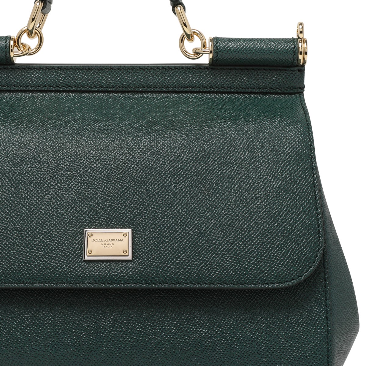 Dolce & Gabbana Dark Green Sicily Medium Leather Handbag.