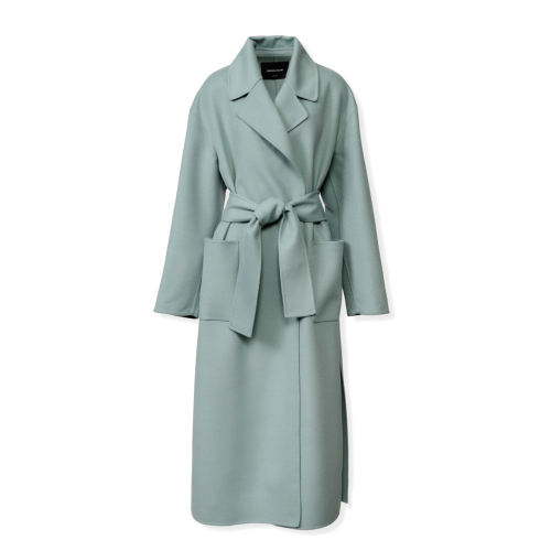 Fabiana Filippi Sage Green Wool Wrap Coat.