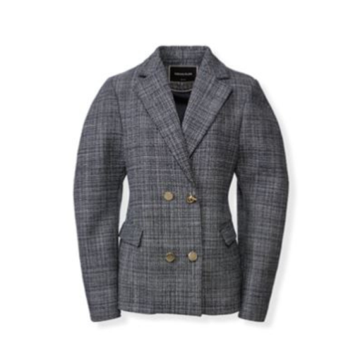 Fabiana Filippi Grey Check Double-Breasted Blazer.