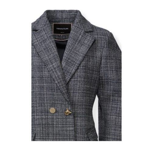 Fabiana Filippi Grey Check Double-Breasted Blazer.