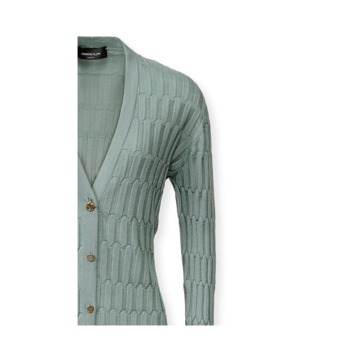 Fabiana Filippi Mint Green Ribbed Wool Cardigan.
