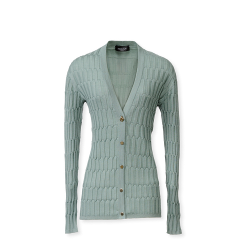 Fabiana Filippi Mint Green Ribbed Wool Cardigan.