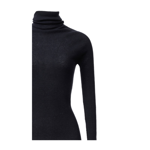 Fabiana Filippi Black Ribbed Wool Turtleneck Sweater.