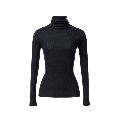 Fabiana Filippi Black Ribbed Wool Turtleneck Sweater.