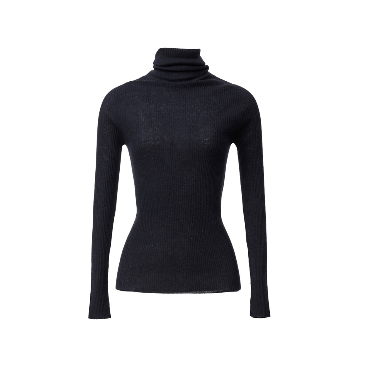 Fabiana Filippi Black Ribbed Wool Turtleneck Sweater.