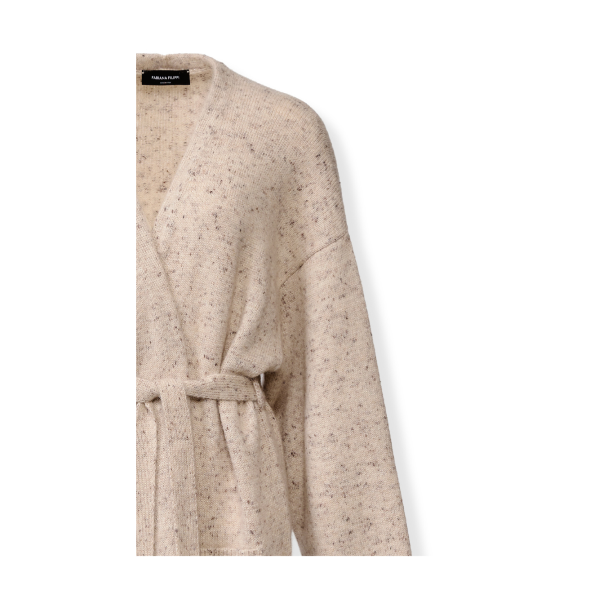 Fabiana Filippi Beige Mlange Belted Knit Cardigan.