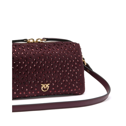Pinko Burgundy Studded Leather Shoulder Bag.