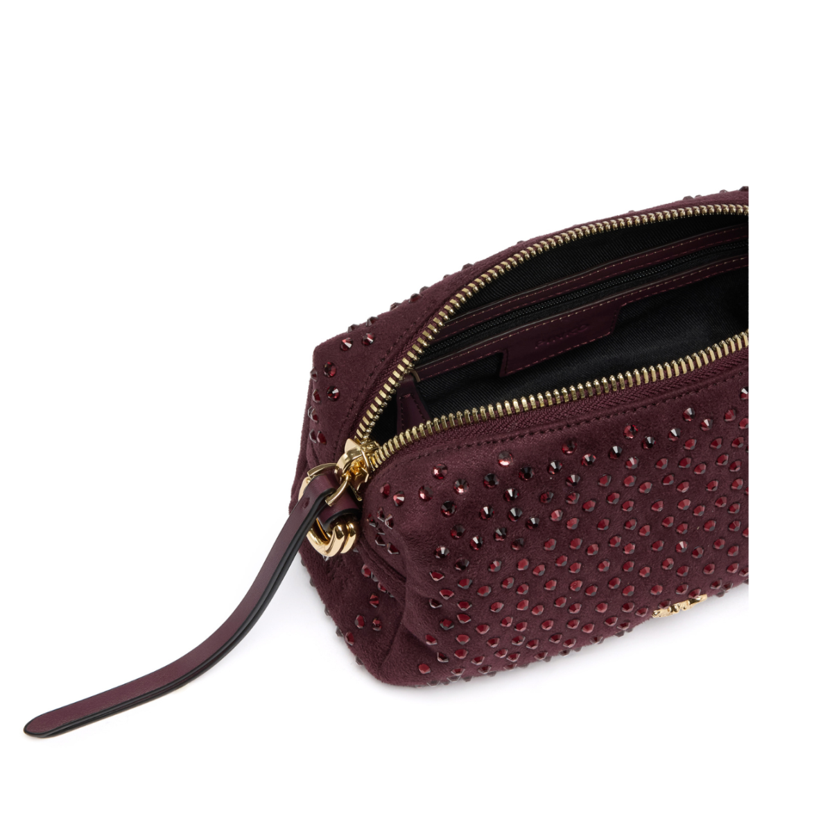 Pinko Burgundy Studded Leather Shoulder Bag.
