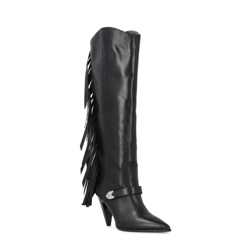 Pinko Black Leather Knee-High Boots.