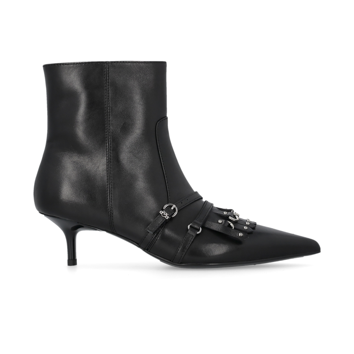 Pinko Black Leather Ankle Boots.