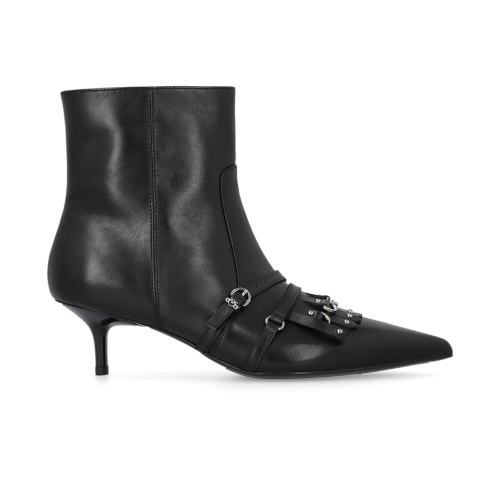 Pinko Black Leather Ankle Boots.