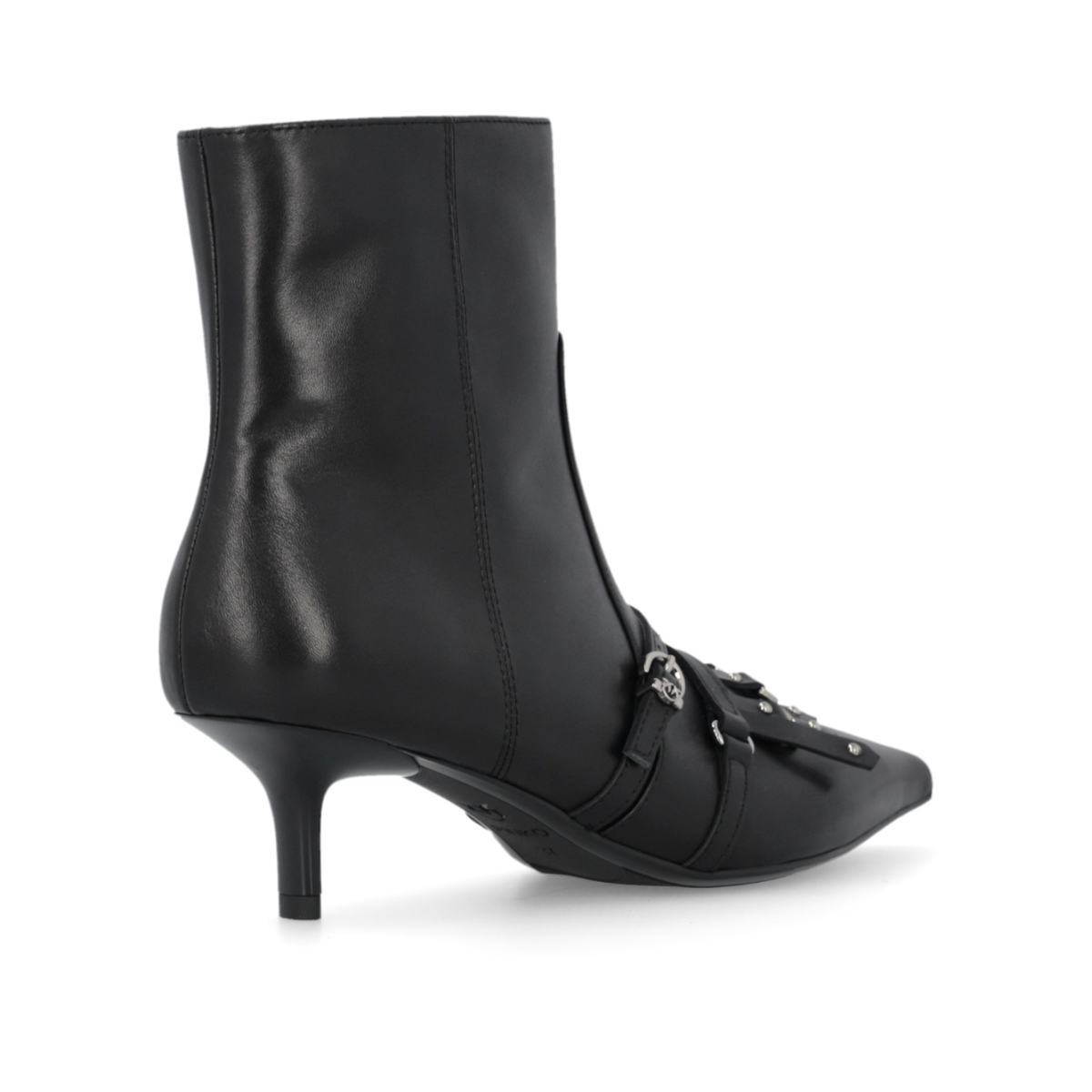 Pinko Black Leather Ankle Boots.