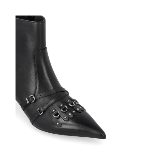 Pinko Black Leather Ankle Boots.