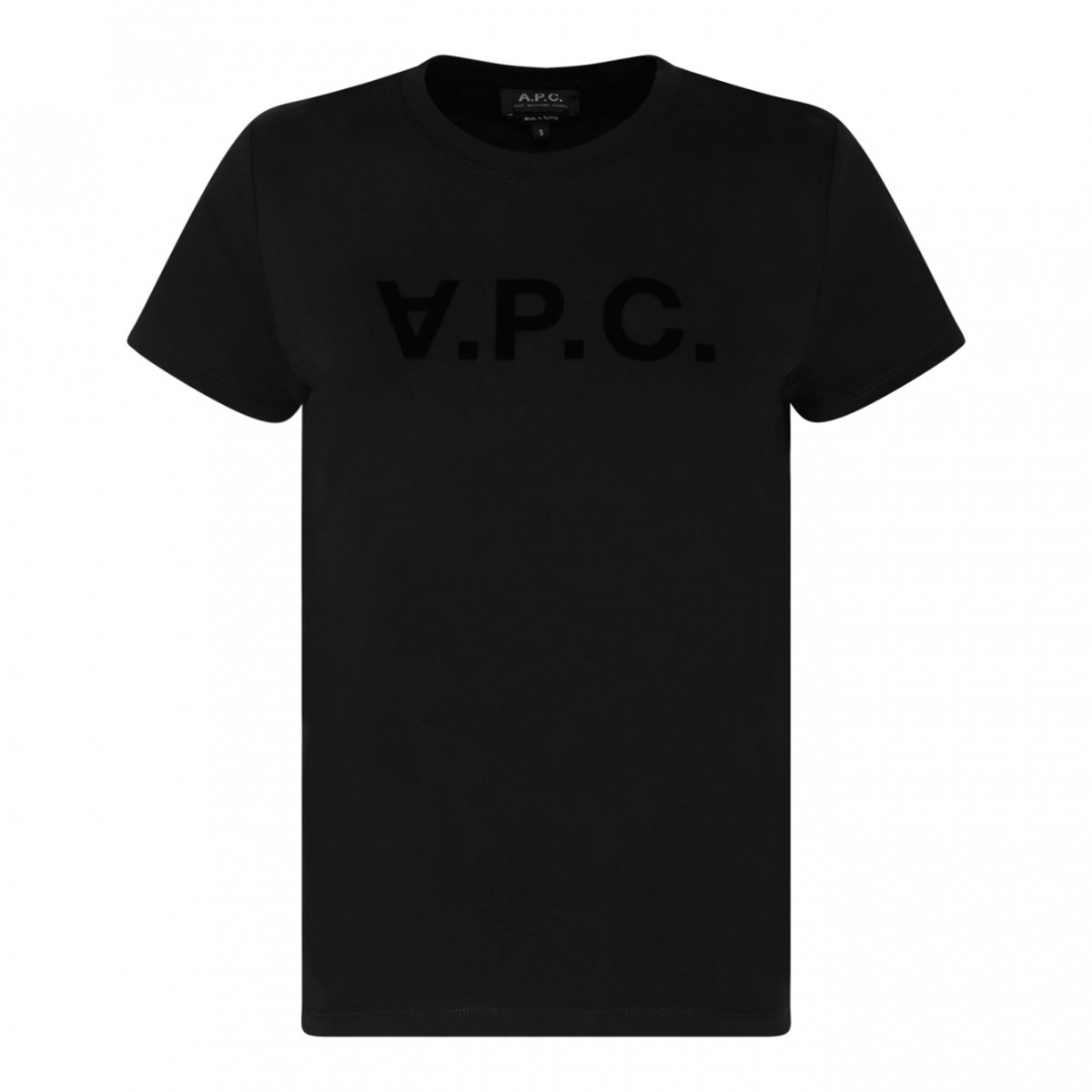 A.P.C. Black Cotton Logo Print T-Shirt.