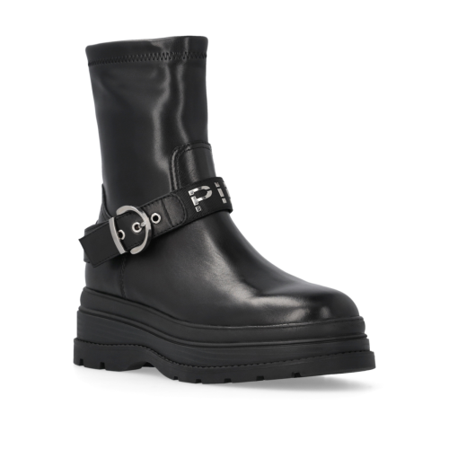 Pinko Black Leather Biker Boots.