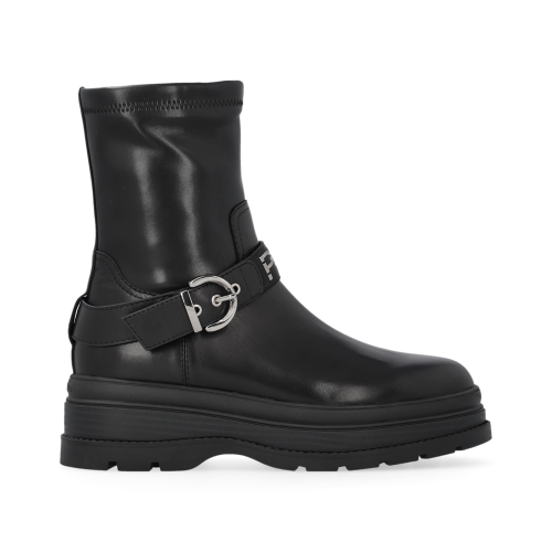 Pinko Black Leather Biker Boots.