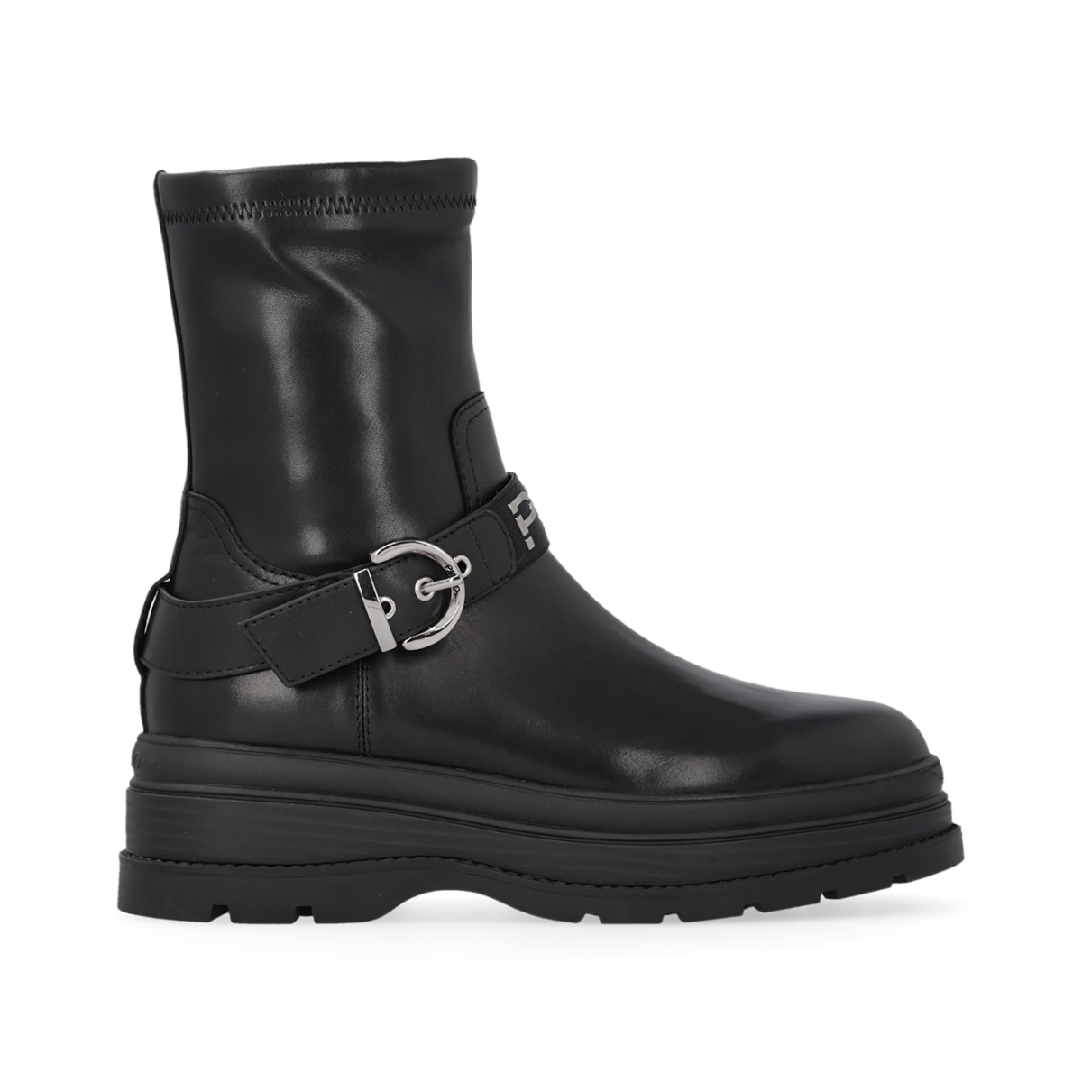 Pinko Black Leather Biker Boots.