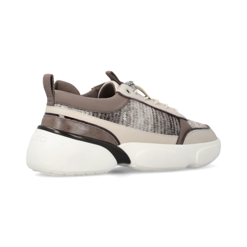 Pinko Beige Panelled Leather Sneakers.