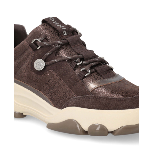 Pinko Brown Panelled Leather Sneakers.